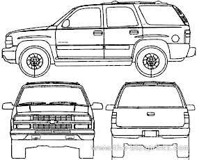 Chevrolet Tahoe (2000) - Шевроле - чертежи, габариты, рисунки автомобиля