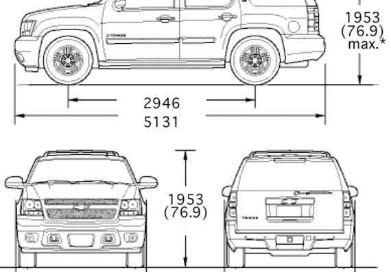 Chevrolet Tahoe (2007) - Шевроле - чертежи, габариты, рисунки автомобиля