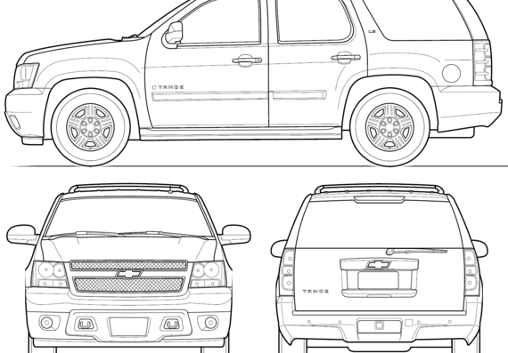 Chevrolet Tahoe (2010) - Шевроле - чертежи, габариты, рисунки автомобиля