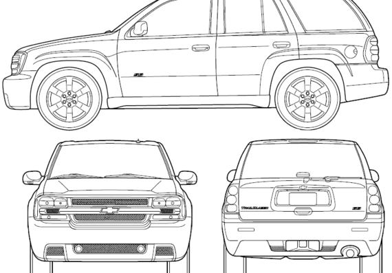 Chevrolet Trail Blazer (2006) - Шевроле - чертежи, габариты, рисунки автомобиля