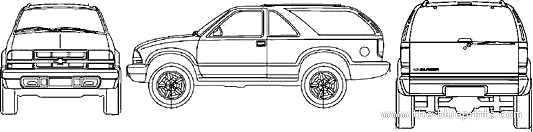 Chevrolet Trail Brazer 3-Door (2002) - Шевроле - чертежи, габариты, рисунки автомобиля