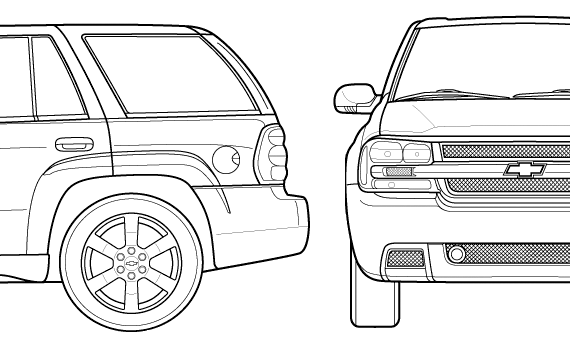 Chevrolet Trailblazer - Шевроле - чертежи, габариты, рисунки автомобиля