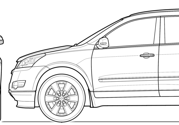 Chevrolet Traverse (2008) - Шевроле - чертежи, габариты, рисунки автомобиля