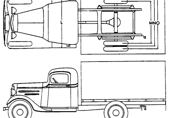 Chevrolet Truck 1.5t (1936) - Шевроле - чертежи, габариты, рисунки автомобиля