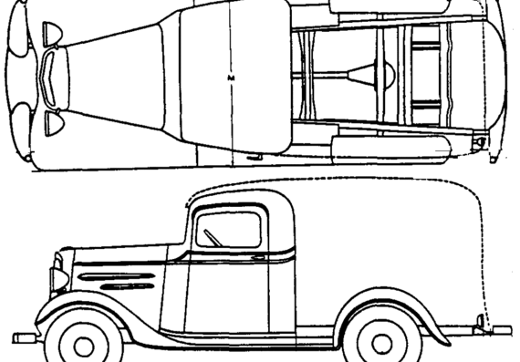 Chevrolet Truck 1t (1936) - Шевроле - чертежи, габариты, рисунки автомобиля