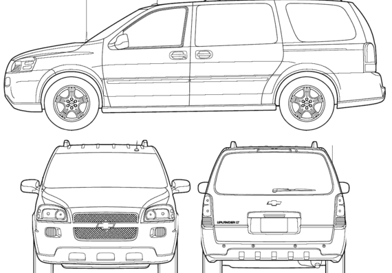 Chevrolet Uplander LWB (2006) - Шевроле - чертежи, габариты, рисунки автомобиля