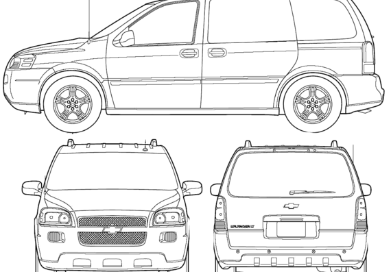 Chevrolet Uplander SWB (2006) - Шевроле - чертежи, габариты, рисунки автомобиля