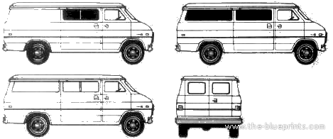 Chevrolet Van (1986) - Шевроле - чертежи, габариты, рисунки автомобиля