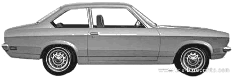 Chevrolet Vega 2-Door Sedan (1972) - Шевроле - чертежи, габариты, рисунки автомобиля