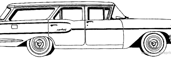Chevrolet Yeoman 4-Door Station Wagon (1958) - Шевроле - чертежи, габариты, рисунки автомобиля