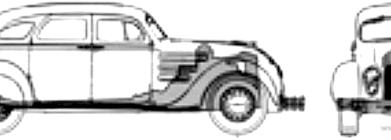 Chrysler Airflow 4-Door Sedan (1934) - Крайслер - чертежи, габариты, рисунки автомобиля