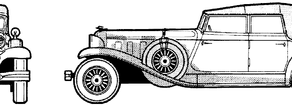 Chrysler Custom Imperial Convertible Sedan (1932) - Крайслер - чертежи, габариты, рисунки автомобиля