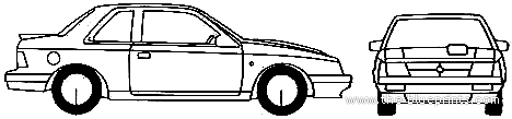 Chrysler ES (1989) - Крайслер - чертежи, габариты, рисунки автомобиля