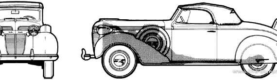 Chrysler Imperial C14 Convertible Coupe (1937) - Крайслер - чертежи, габариты, рисунки автомобиля