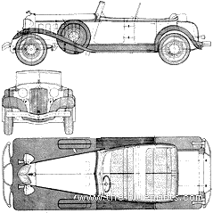 Chrysler Imperial Phaeton (1926) - Крайслер - чертежи, габариты, рисунки автомобиля