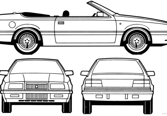 Chrysler LeBaron Cabriolet (1990) - Крайслер - чертежи, габариты, рисунки автомобиля