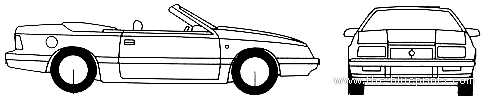 Chrysler LeBaron Convertible (1989) - Крайслер - чертежи, габариты, рисунки автомобиля