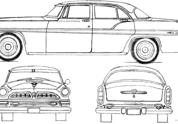 Chrysler New Yorker 4-Door Sedan (1955) - Крайслер - чертежи, габариты, рисунки автомобиля