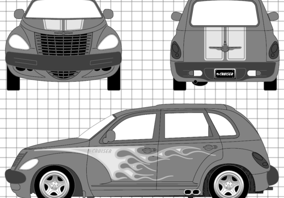 Chrysler PT Cruiser - Крайслер - чертежи, габариты, рисунки автомобиля
