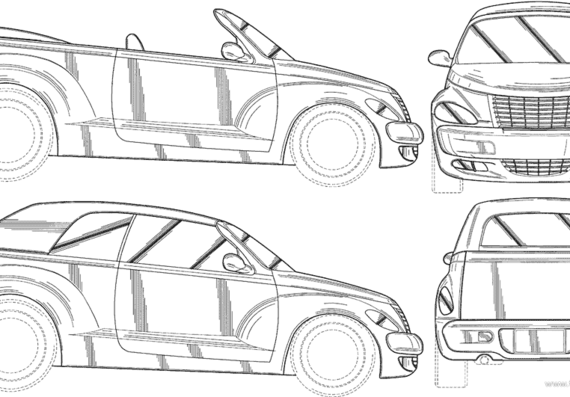Chrysler PT Cruiser Cabrio - Крайслер - чертежи, габариты, рисунки автомобиля
