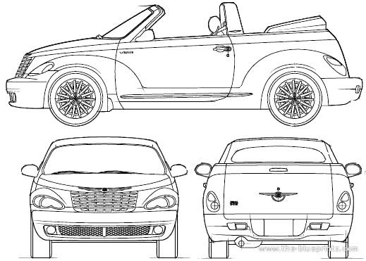 Chrysler PT Cruiser Convertible (2007) - Крайслер - чертежи, габариты, рисунки автомобиля