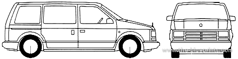 Chrysler Voyager (1989) - Крайслер - чертежи, габариты, рисунки автомобиля