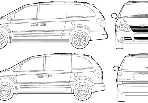 Chrysler Voyager (2005) - Крайслер - чертежи, габариты, рисунки автомобиля