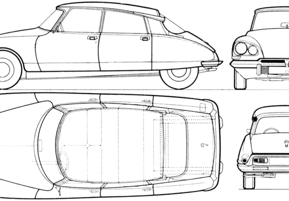 Ciroen DS21 - Ситроен - чертежи, габариты, рисунки автомобиля