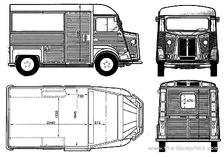 Citroen 1000 Van (1974) - Ситроен - чертежи, габариты, рисунки автомобиля