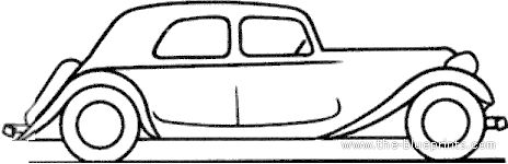 Citroen 11 Legre Traction Avant (1938) - Ситроен - чертежи, габариты, рисунки автомобиля