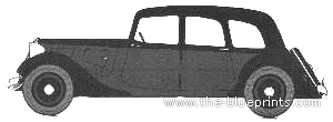 Citroen 11 Traction Avant Familiale - Ситроен - чертежи, габариты, рисунки автомобиля