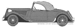 Citroen 15CV Cabriolet - Ситроен - чертежи, габариты, рисунки автомобиля