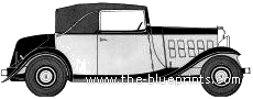 Citroen 15 CV Cabriolet (1933) - Ситроен - чертежи, габариты, рисунки автомобиля