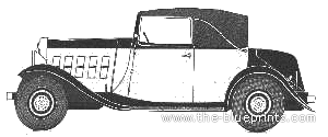 Citroen 15 Cabriolet - Ситроен - чертежи, габариты, рисунки автомобиля