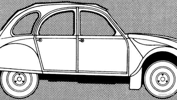 Citroen 2CV6 (1981) - Ситроен - чертежи, габариты, рисунки автомобиля