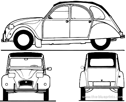 Citroen 2CV 6 (1979) - Ситроен - чертежи, габариты, рисунки автомобиля