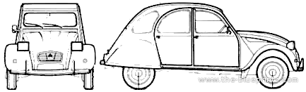 Citroen 2CV 6 (1982) - Ситроен - чертежи, габариты, рисунки автомобиля