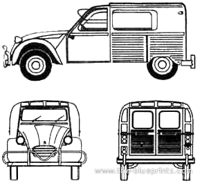 Citroen 2CV Furgonnete Argentina (1962) - Ситроен - чертежи, габариты, рисунки автомобиля