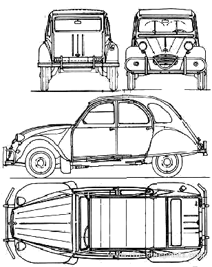 Citroen 3CV (Argentina) - Ситроен - чертежи, габариты, рисунки автомобиля