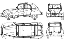 Citroen 3CV Argentina (2CV 602cc) (1979) - Ситроен - чертежи, габариты, рисунки автомобиля