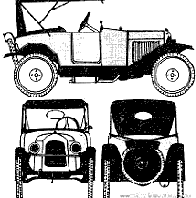 Citroen 5CV Trefle (1924) - Ситроен - чертежи, габариты, рисунки автомобиля