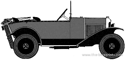 Citroen 5CV Type C3 Torpedo (1925) - Ситроен - чертежи, габариты, рисунки автомобиля