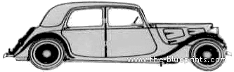 Citroen 7A Traction Avant (1936) - Ситроен - чертежи, габариты, рисунки автомобиля