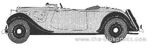Citroen 7CV S Traction Avant Cabriolet - Citroen - drawings, dimensions, pictures of the car