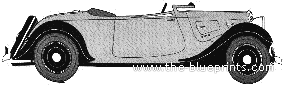 Citroen 7CV S Traction Avant Cabriolet (1936) - Ситроен - чертежи, габариты, рисунки автомобиля