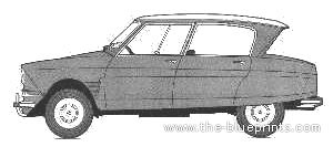 Citroen Ami 6 - Ситроен - чертежи, габариты, рисунки автомобиля