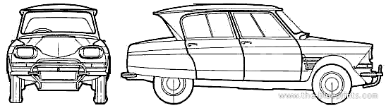 Citroen Ami 6 (1961) - Ситроен - чертежи, габариты, рисунки автомобиля