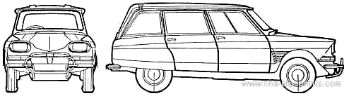 Citroen Ami 6 Break (1964) - Ситроен - чертежи, габариты, рисунки автомобиля