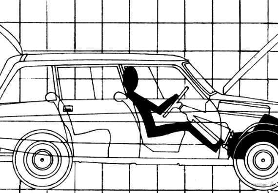 Citroen Ami 8 Break (1970) - Ситроен - чертежи, габариты, рисунки автомобиля