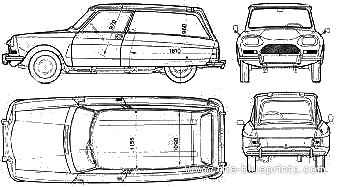 Citroen Ami 8 Commerciale (1975) - Ситроен - чертежи, габариты, рисунки автомобиля